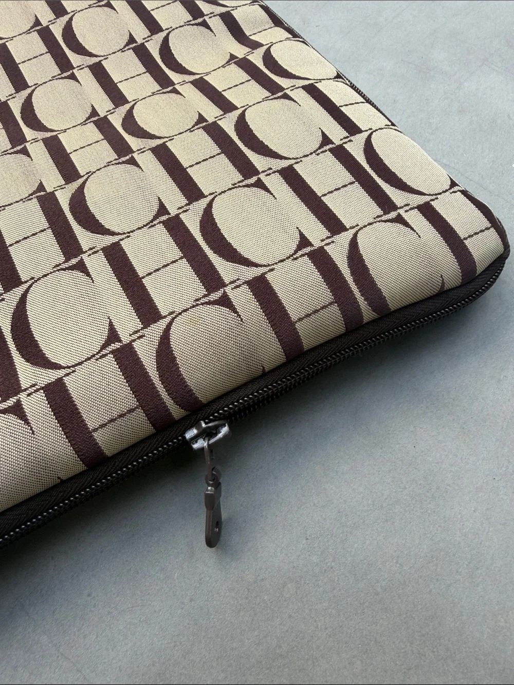Carolina Herrera Beige and Brown Monogram Travel Changing Baby Mat